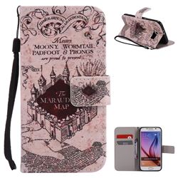 Castle The Marauders Map PU Leather Wallet Case for Samsung Galaxy S6 G920