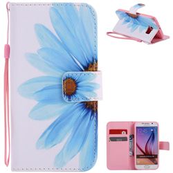 Blue Sunflower PU Leather Wallet Case for Samsung Galaxy S6 G920