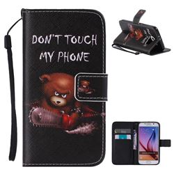 Angry Bear PU Leather Wallet Case for Samsung Galaxy S6 G920