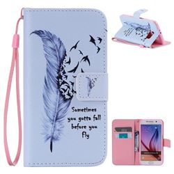 Feather Birds PU Leather Wallet Case for Samsung Galaxy S6 G920