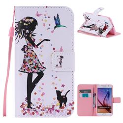Petals and Cats PU Leather Wallet Case for Samsung Galaxy S6 G920