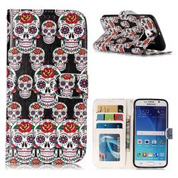 Flower Skull 3D Relief Oil PU Leather Wallet Case for Samsung Galaxy S6 G920