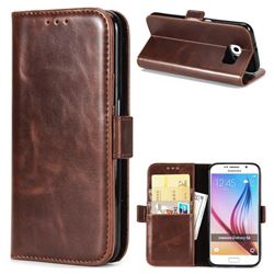 Luxury Crazy Horse PU Leather Wallet Case for Samsung Galaxy S6 G920 - Coffee
