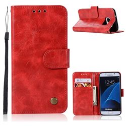 Luxury Retro Leather Wallet Case for Samsung Galaxy S6 G920 - Red