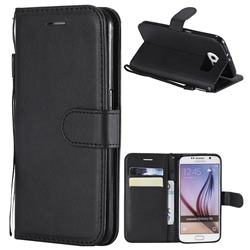 Retro Greek Classic Smooth PU Leather Wallet Phone Case for Samsung Galaxy S6 G920 - Black