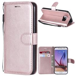 Retro Greek Classic Smooth PU Leather Wallet Phone Case for Samsung Galaxy S6 G920 - Rose Gold