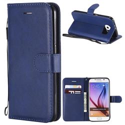 Retro Greek Classic Smooth PU Leather Wallet Phone Case for Samsung Galaxy S6 G920 - Blue