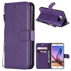 Retro Greek Classic Smooth PU Leather Wallet Phone Case for Samsung Galaxy S6 G920 - Purple