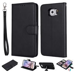 Retro Greek Detachable Magnetic PU Leather Wallet Phone Case for Samsung Galaxy S6 G920 - Black
