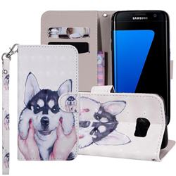 Husky Dog 3D Painted Leather Phone Wallet Case Cover for Samsung Galaxy S6 G920