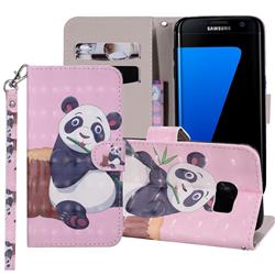 Happy Panda 3D Painted Leather Phone Wallet Case Cover for Samsung Galaxy S6 G920