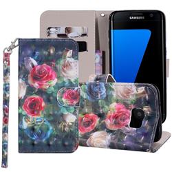 Rose Flower 3D Painted Leather Phone Wallet Case Cover for Samsung Galaxy S6 G920