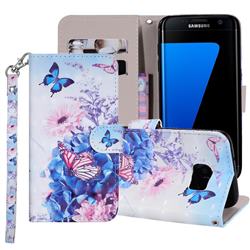 Pansy Butterfly 3D Painted Leather Phone Wallet Case Cover for Samsung Galaxy S6 G920