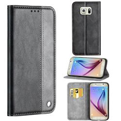 Classic Business Ultra Slim Magnetic Sucking Stitching Flip Cover for Samsung Galaxy S6 G920 - Silver Gray