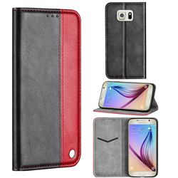 Classic Business Ultra Slim Magnetic Sucking Stitching Flip Cover for Samsung Galaxy S6 G920 - Red