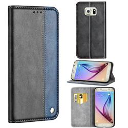 Classic Business Ultra Slim Magnetic Sucking Stitching Flip Cover for Samsung Galaxy S6 G920 - Blue