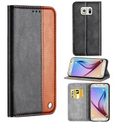 Classic Business Ultra Slim Magnetic Sucking Stitching Flip Cover for Samsung Galaxy S6 G920 - Brown
