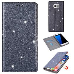 Ultra Slim Glitter Powder Magnetic Automatic Suction Leather Wallet Case for Samsung Galaxy S6 G920 - Gray