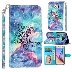 Blue Starry Sky 3D Leather Phone Holster Wallet Case for Samsung Galaxy S6 G920