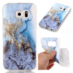 Sea Blue Soft TPU Marble Pattern Case for Samsung Galaxy S6 Edge