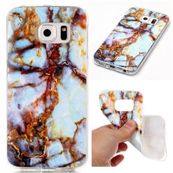 Blue Gold Soft TPU Marble Pattern Case for Samsung Galaxy S6 Edge