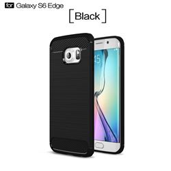 Luxury Carbon Fiber Brushed Wire Drawing Silicone TPU Back Cover for Samsung Galaxy S6 Edge G925 (Black)