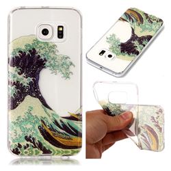 Sea Waves Super Clear Flash Powder Shiny Soft TPU Back Cover for Samsung Galaxy S6 Edge G925