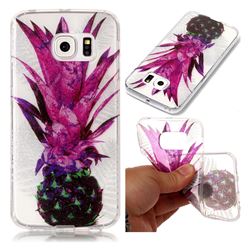 Purple Pineapple Super Clear Flash Powder Shiny Soft TPU Back Cover for Samsung Galaxy S6 Edge G925