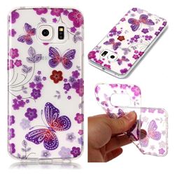 Safflower Butterfly Super Clear Flash Powder Shiny Soft TPU Back Cover for Samsung Galaxy S6 Edge G925
