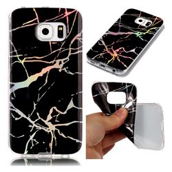 Color Plating Marble Pattern Soft TPU Case for Samsung Galaxy S6 Edge G925 - Black