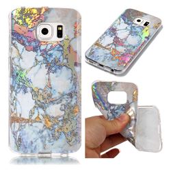 Color Plating Marble Pattern Soft TPU Case for Samsung Galaxy S6 Edge G925 - Gold