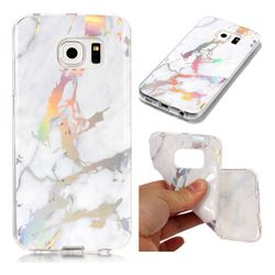 Color Plating Marble Pattern Soft TPU Case for Samsung Galaxy S6 Edge G925 - White