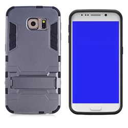 Armor Premium Tactical Grip Kickstand Shockproof Dual Layer Rugged Hard Cover for Samsung Galaxy S6 Edge G925 - Gray