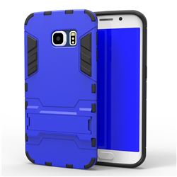 Armor Premium Tactical Grip Kickstand Shockproof Dual Layer Rugged Hard Cover for Samsung Galaxy S6 Edge G925 - Light Blue