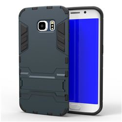 Armor Premium Tactical Grip Kickstand Shockproof Dual Layer Rugged Hard Cover for Samsung Galaxy S6 Edge G925 - Navy