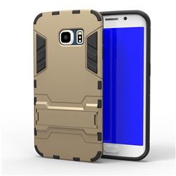 Armor Premium Tactical Grip Kickstand Shockproof Dual Layer Rugged Hard Cover for Samsung Galaxy S6 Edge G925 - Golden