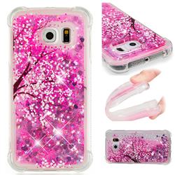 Pink Cherry Blossom Dynamic Liquid Glitter Sand Quicksand Star TPU Case for Samsung Galaxy S6 Edge G925