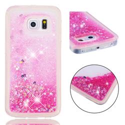 Dynamic Liquid Glitter Quicksand Sequins TPU Phone Case for Samsung Galaxy S6 Edge G925 - Rose