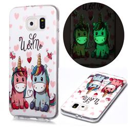 Couple Unicorn Noctilucent Soft TPU Back Cover for Samsung Galaxy S6 Edge G925