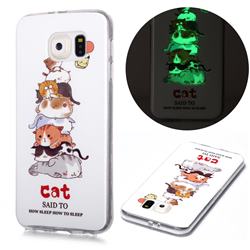 Cute Cat Noctilucent Soft TPU Back Cover for Samsung Galaxy S6 Edge G925