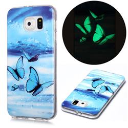 Flying Butterflies Noctilucent Soft TPU Back Cover for Samsung Galaxy S6 Edge G925
