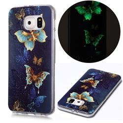 Golden Butterflies Noctilucent Soft TPU Back Cover for Samsung Galaxy S6 Edge G925