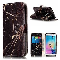 Black Gold Marble PU Leather Wallet Case for Samsung Galaxy S6 Edge G925