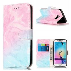 Pink Green Marble PU Leather Wallet Case for Samsung Galaxy S6 Edge G925