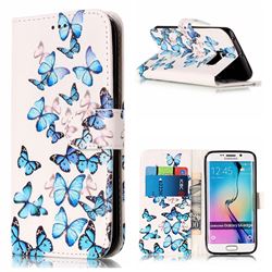 Blue Vivid Butterflies PU Leather Wallet Case for Samsung Galaxy S6 Edge G925