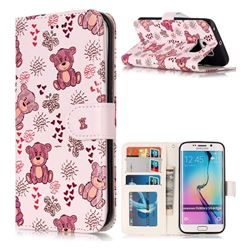 Cute Bear 3D Relief Oil PU Leather Wallet Case for Samsung Galaxy S6 Edge G925