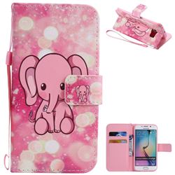 Pink Elephant PU Leather Wallet Case for Samsung Galaxy S6 Edge G925