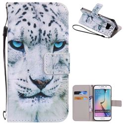 White Leopard PU Leather Wallet Case for Samsung Galaxy S6 Edge G925