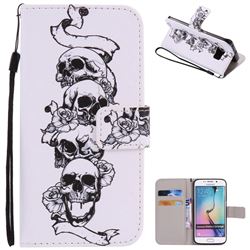 Skull Head PU Leather Wallet Case for Samsung Galaxy S6 Edge G925