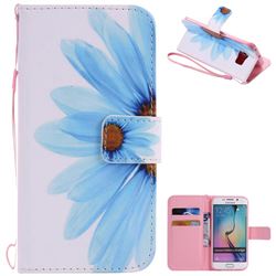 Blue Sunflower PU Leather Wallet Case for Samsung Galaxy S6 Edge G925